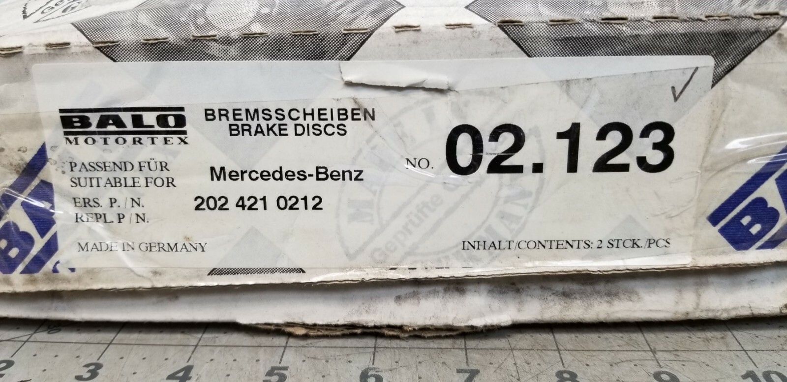 (20 Mercedes C230 Front Brake Disc Rotors Balo Germany 202 421 0212 [A1S4
