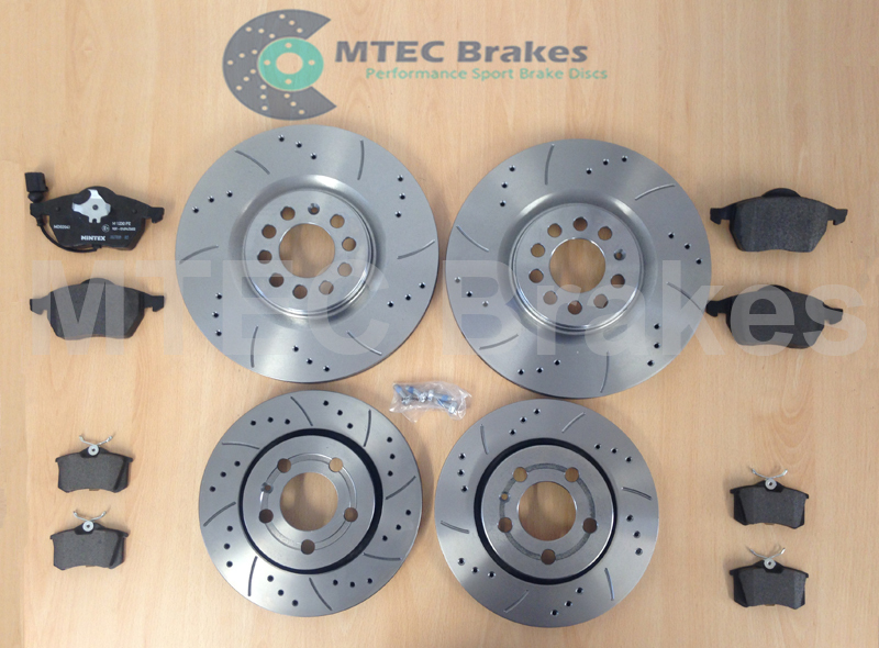 Audi TT 1.8T 225bhp 99-05 Front Rear MTEC Drilled Grooved Brake Discs & Pads