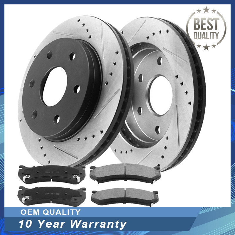 Front Rotors and Ceramic Brake Pads for Chevy Silverado GMC Sierra 1500 Yukon