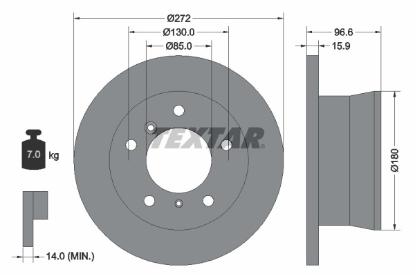 Textar 92137603 Brake Disc for Dodge, Freightliner, Mercedes-Benz, Puch, VW