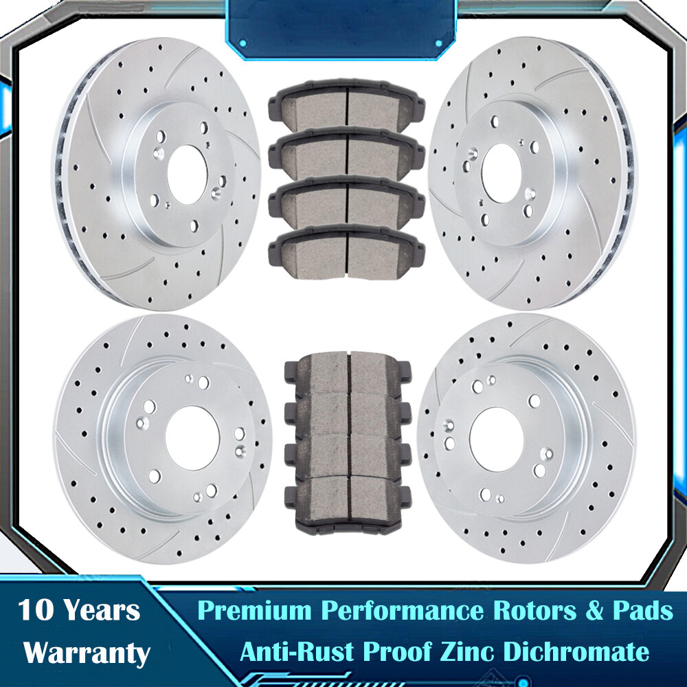 Front Rear Drilled Rotors Brake Pads for Honda Accord EX EXL Rotor and Pad Kits