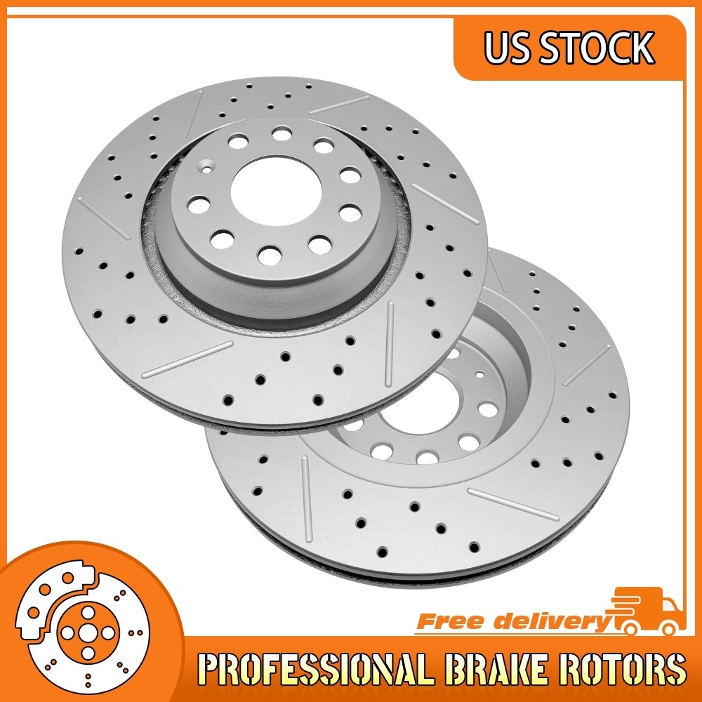 Rear Drilled Brake Rotors For VOLKSWAGEN CC GOLF R Audi Q3 RS3 S3 TT Quattro