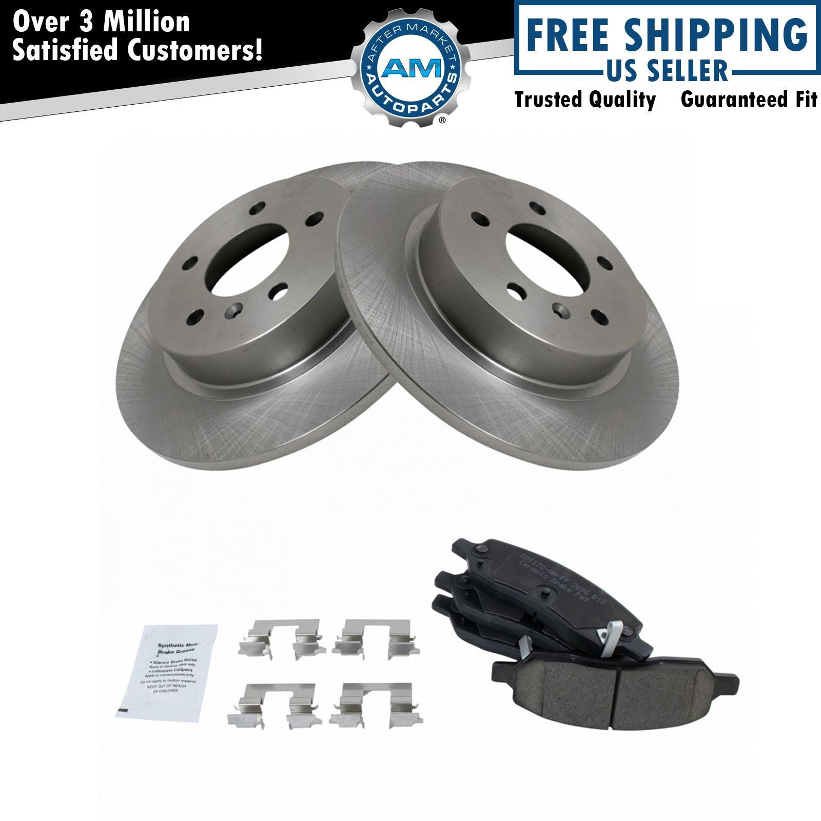 Premium Posi Ceramic Pads & Disc Brake Rotor Rear Kit for Lucerne DTS