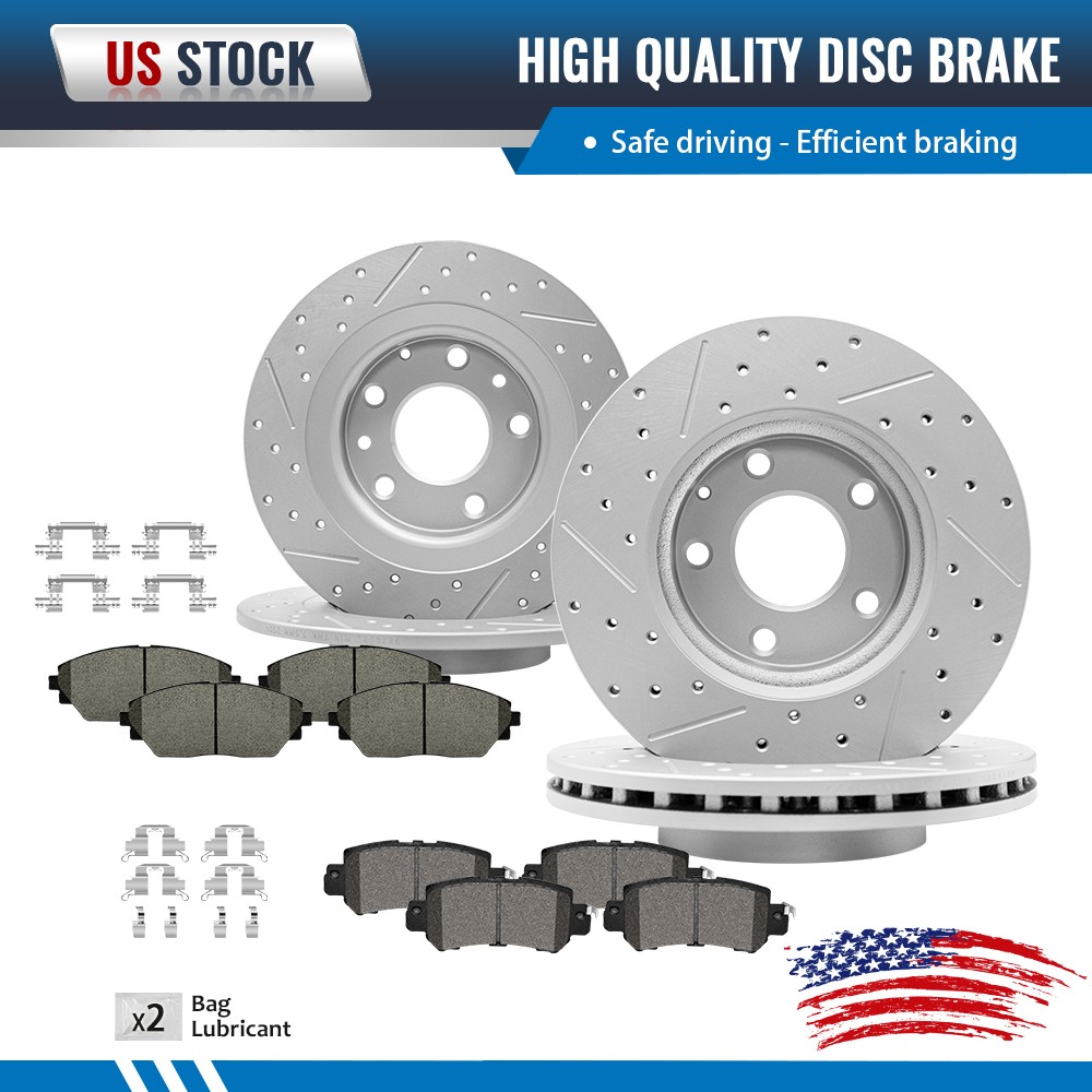 FWD Front Rear Drilled Brake Rotors Ceramic Pads for 2016 2017 2018 Mazda CX-3