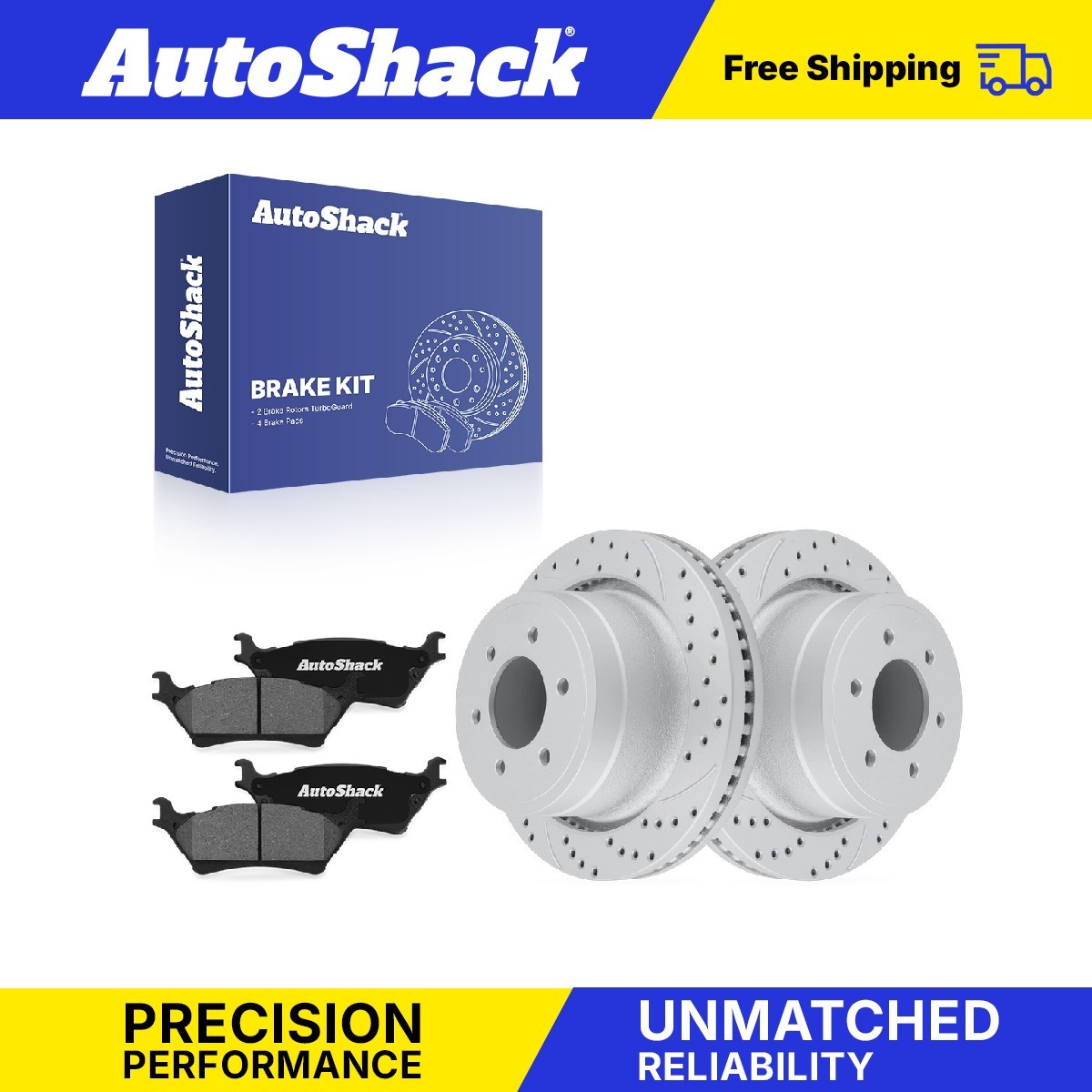 Rear Drilled Slotted Brake Rotors Ceramic Pads for Ford F-150 2018