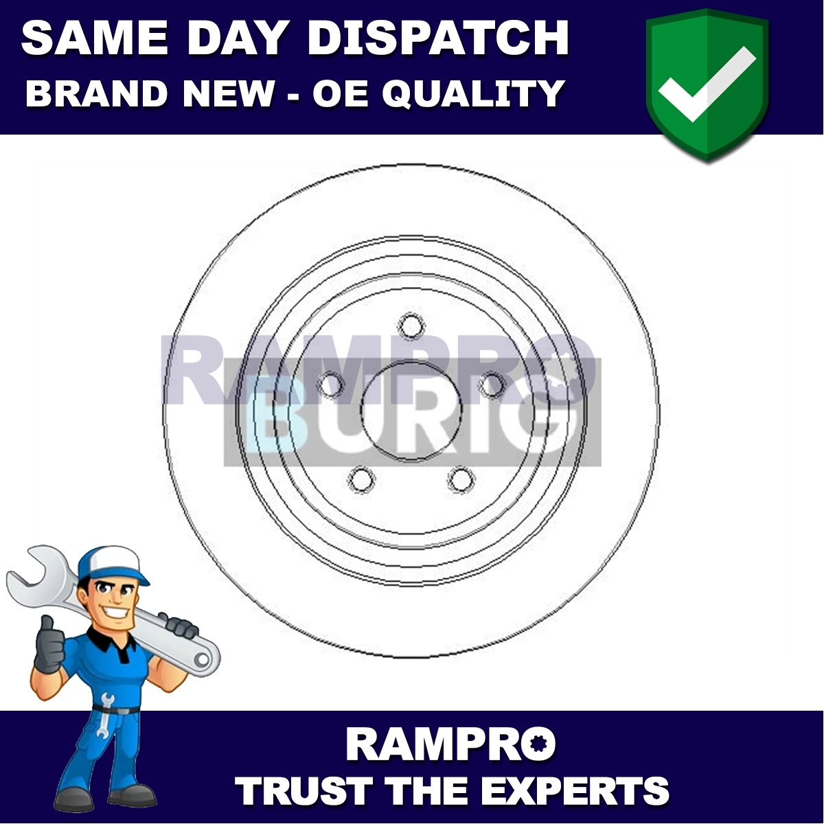 Rampro Rear Brake Disc Fits Ford Kuga 2012-2019 Mondeo 2014- + Other Models