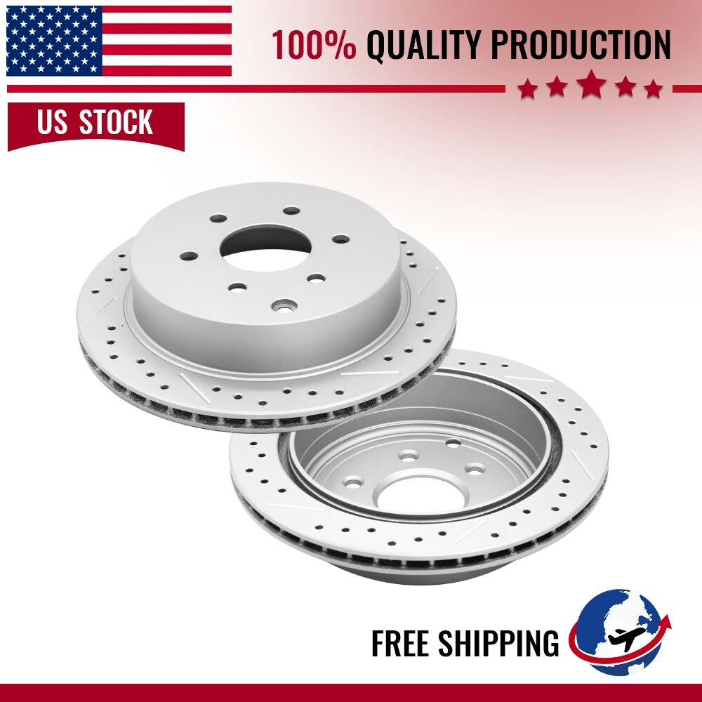 Rear Drilled Disc Brake Rotors Left&right For 2009 2010 2011 2012 Suzuki Equator