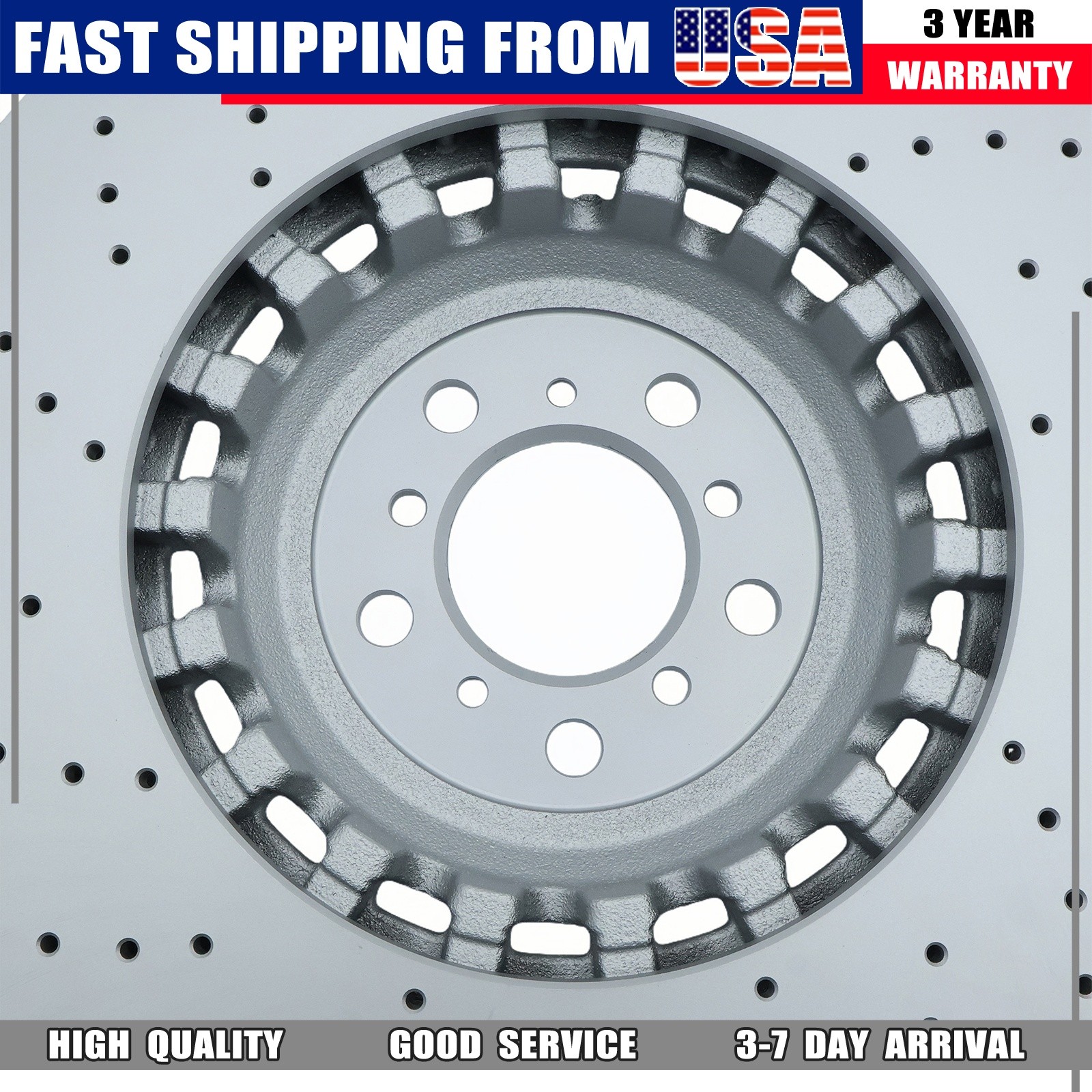 NEW 2x Front Vented & Drilled Disc Brake Rotors For BMW F10 F12 F13 M5 M6