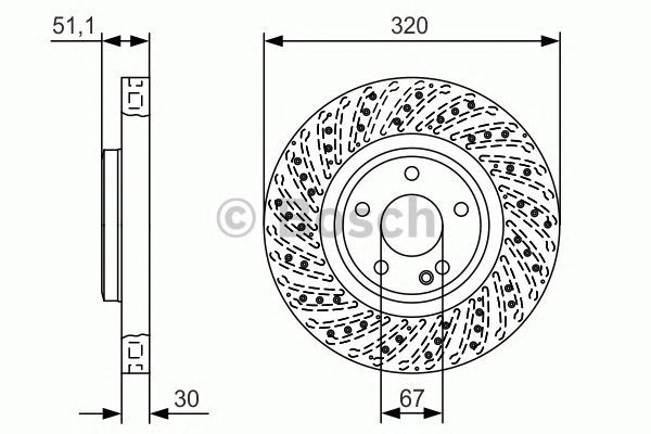 Bosch Brake Disc Front Diameter 320mm 67mm Perforated Vented 30mm 0986479A60