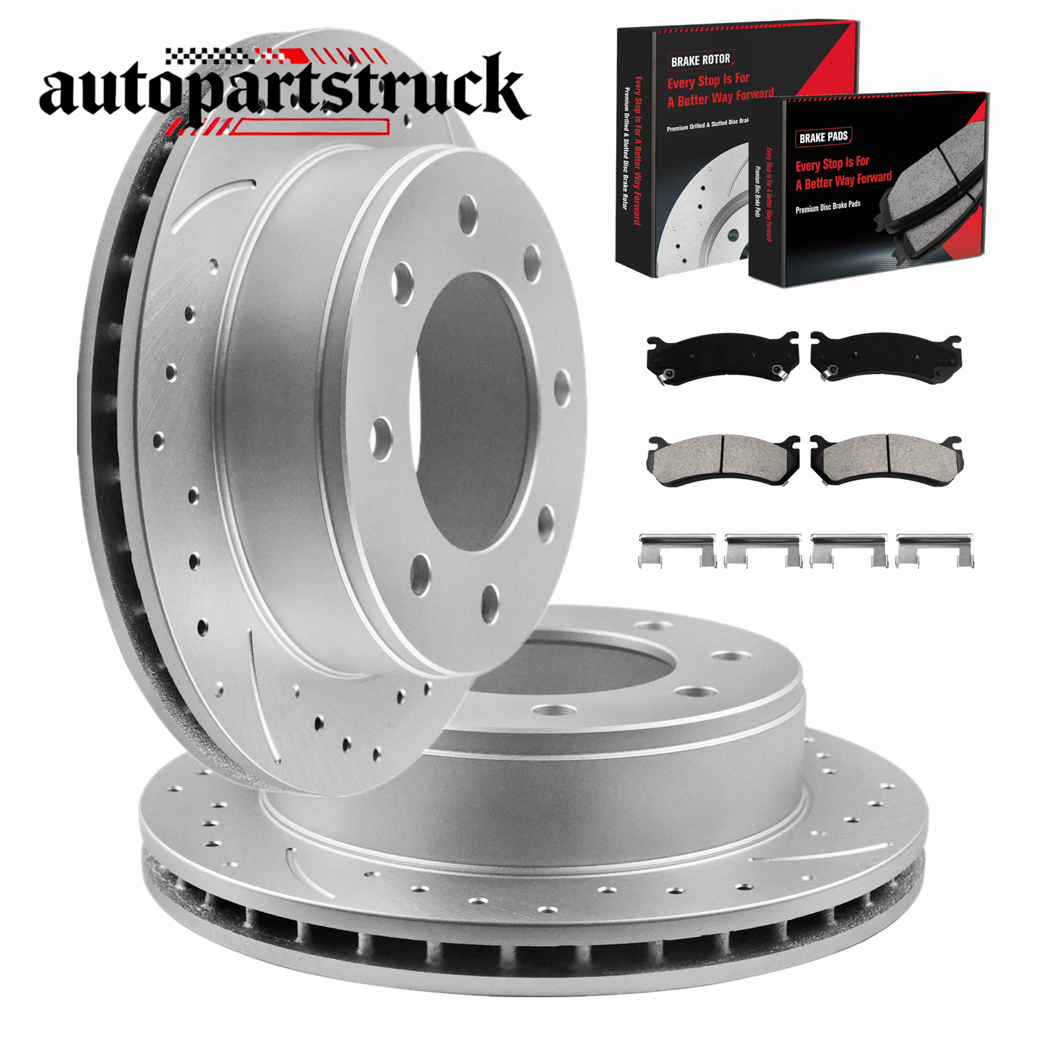 330mm Rear Drilled Disc Rotors Ceramic Brake Pads for Chevy Silverado 2500 HD V8