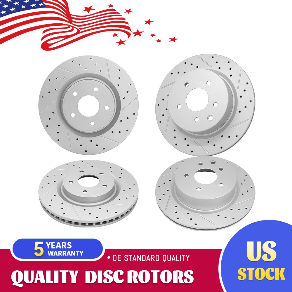 Front And Rear Drilled Brake Rotors Set for 2016 2017 Infiniti QX50