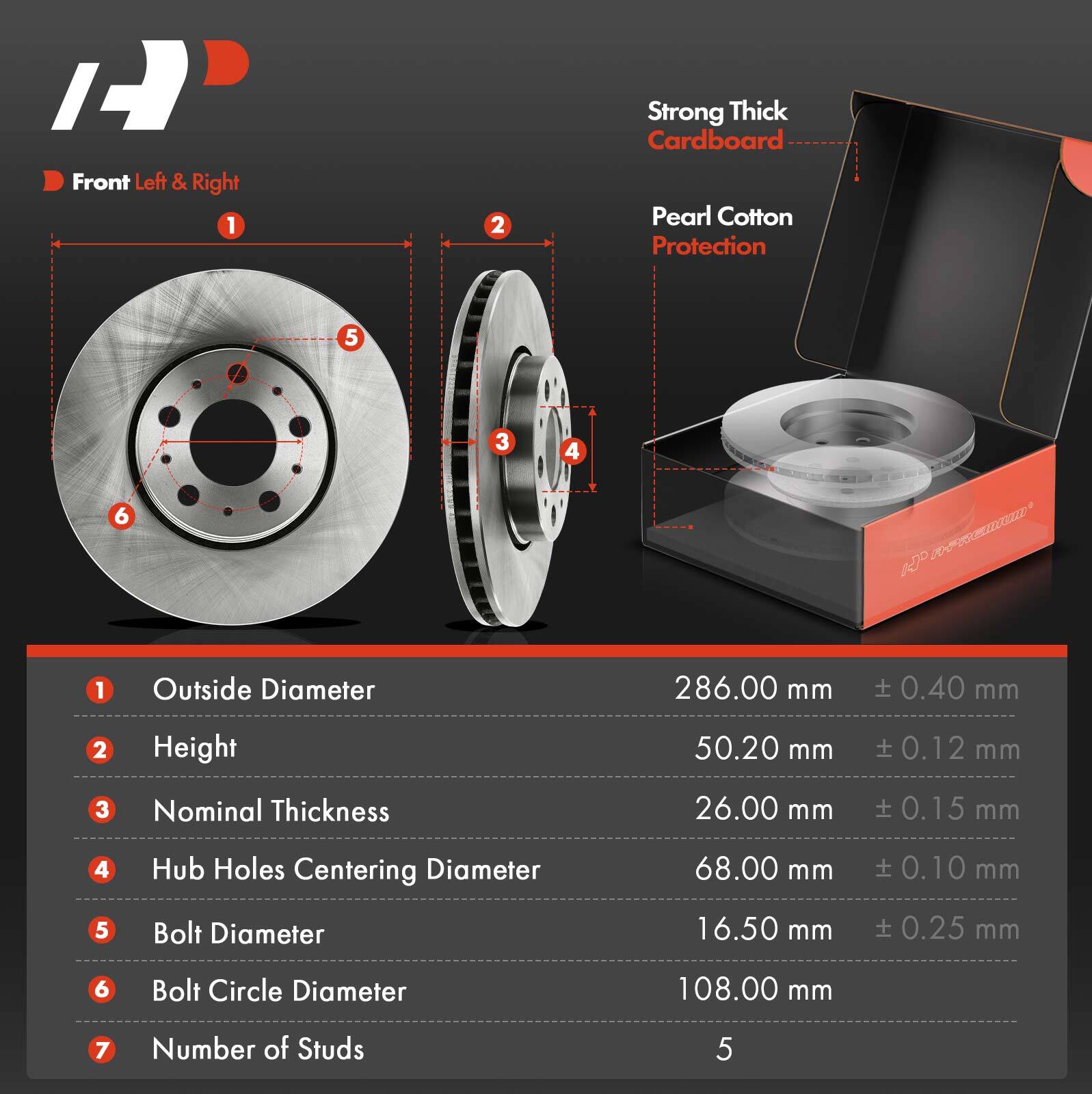 A-Premium Front & Rear Disc Rotors & Brake Pads & Hub Bearings for Volvo XC70