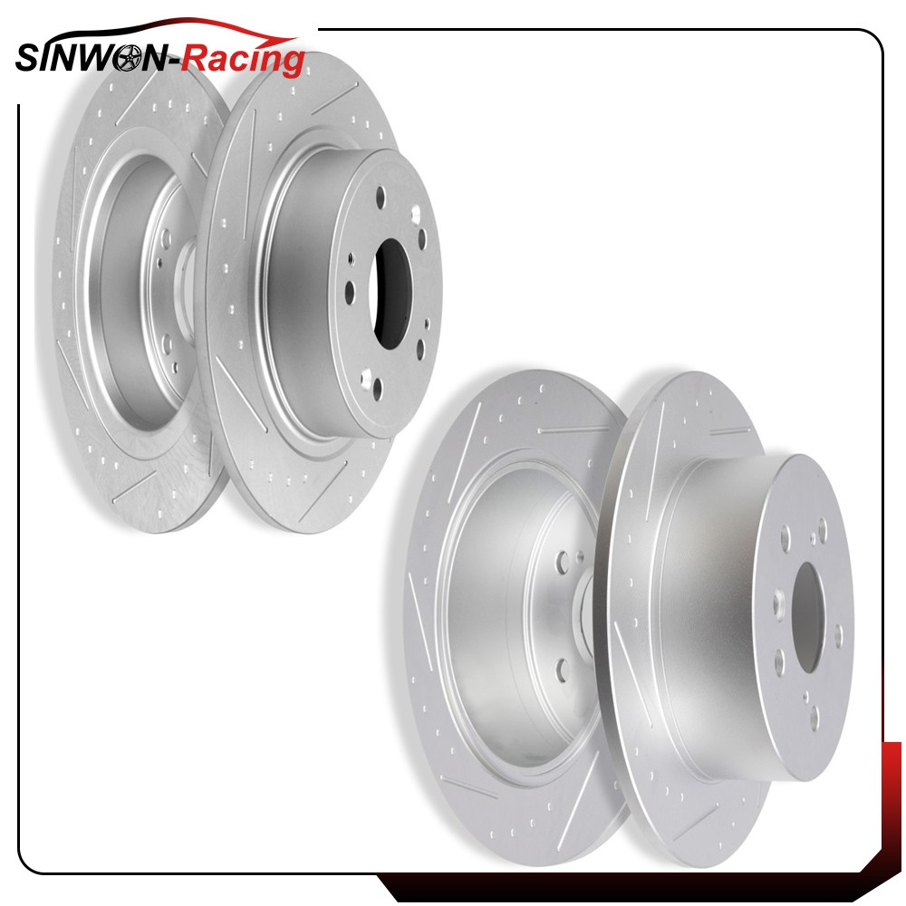 Front Rear Brake Rotors Slotted For 2008-2012 Honda Accord LX 2.4L