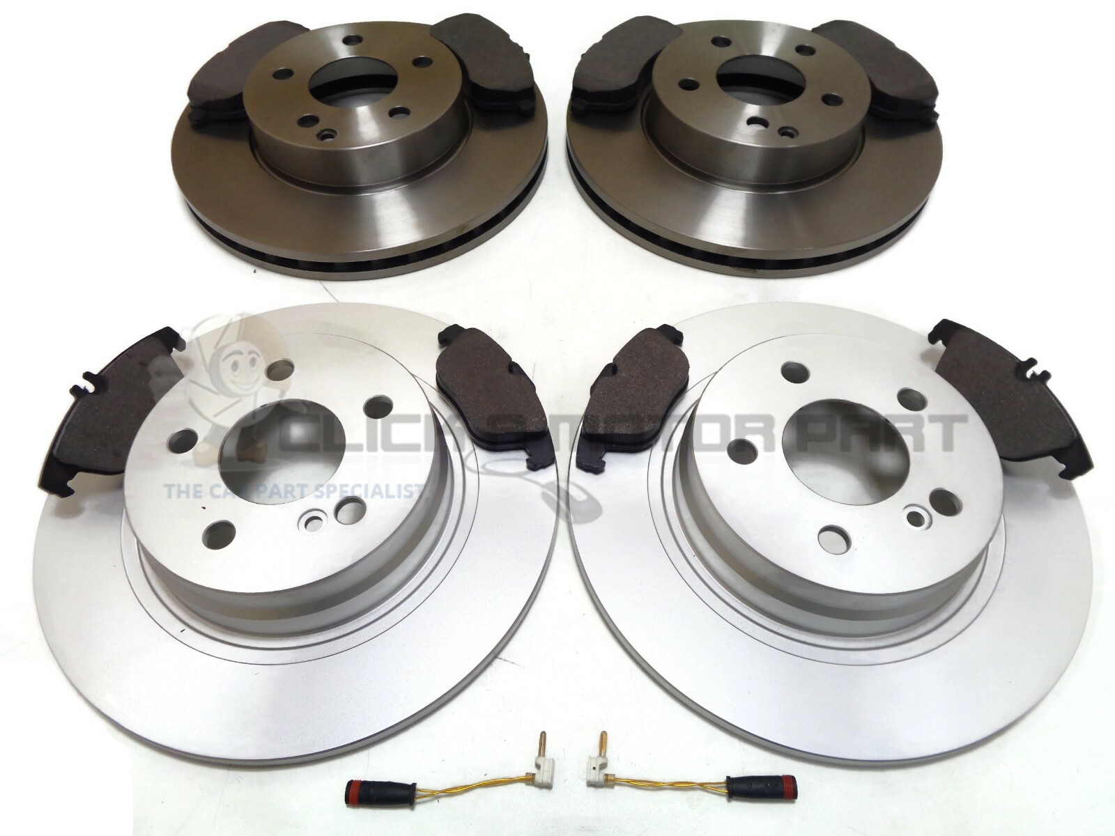 MERCEDES C220 CDi S204 07-14 FRONT & REAR BRAKE DISCS & PADS SET & 2 SENSORS