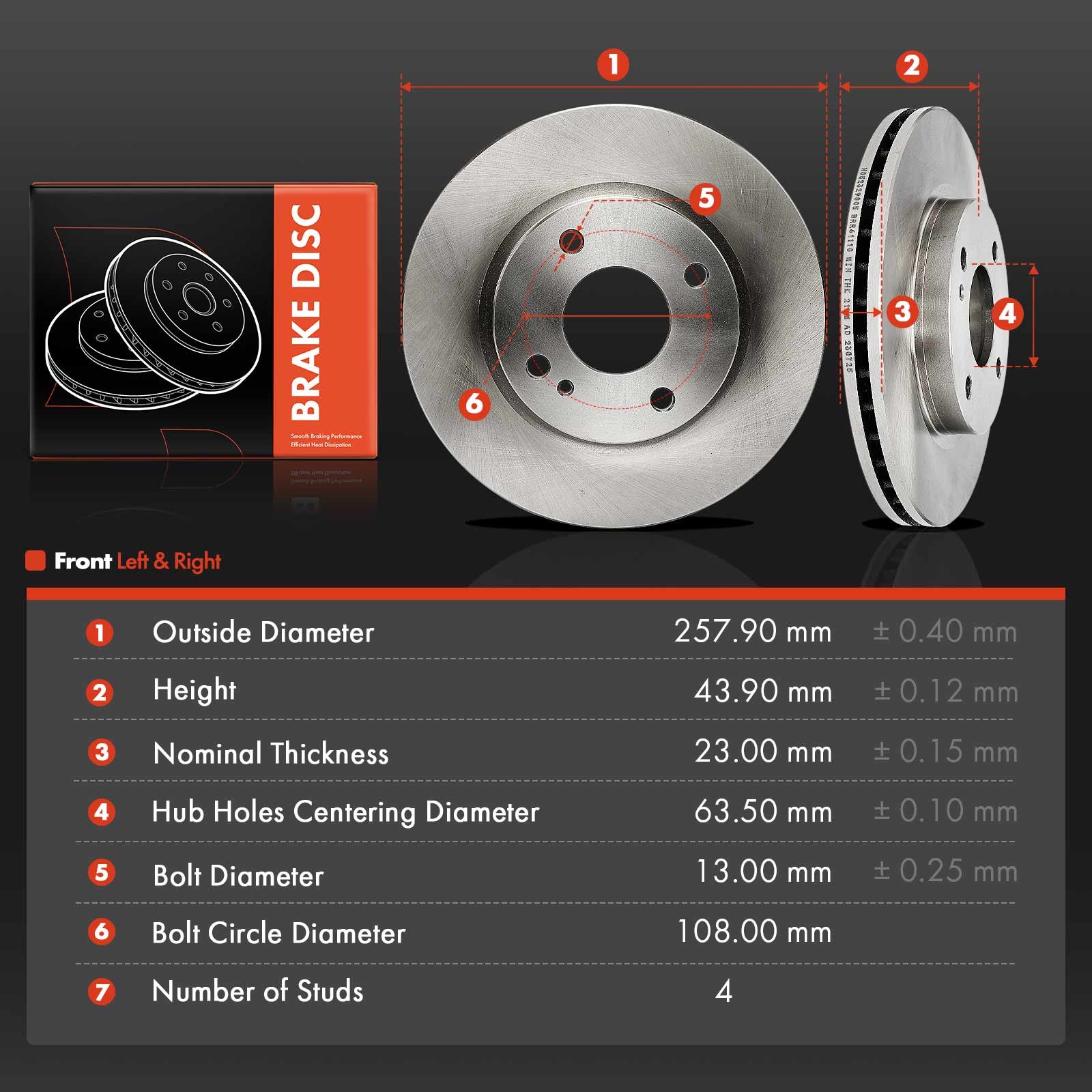 Front LH&RH Disc Brake Rotors & Ceramic Brake Pads for Ford Fiesta 2014-2019 ST