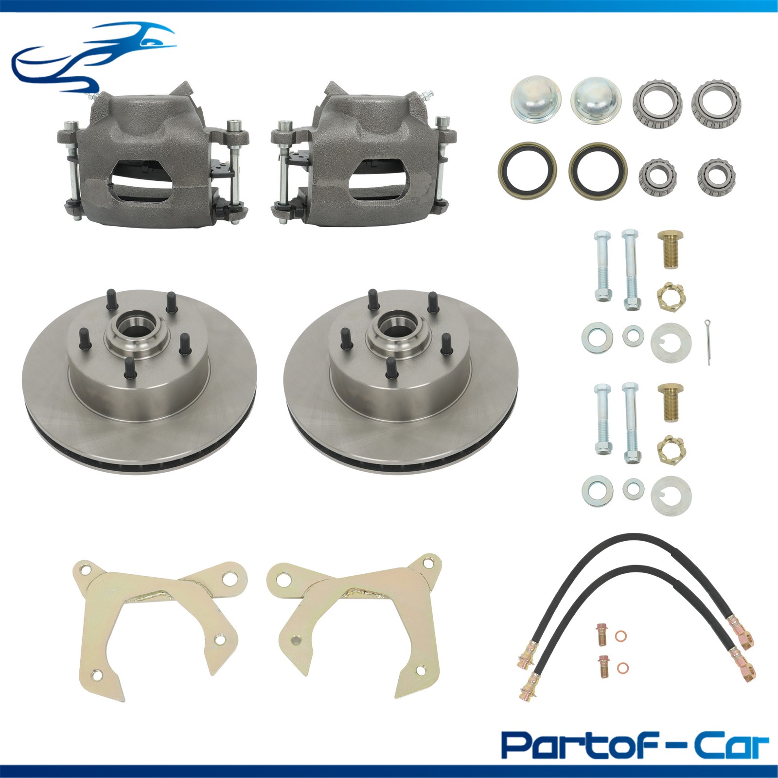 Front Disc Brake Kit For Chevy Car 1955-1957 5 on 4.75″ Bolt Pattern, Natural