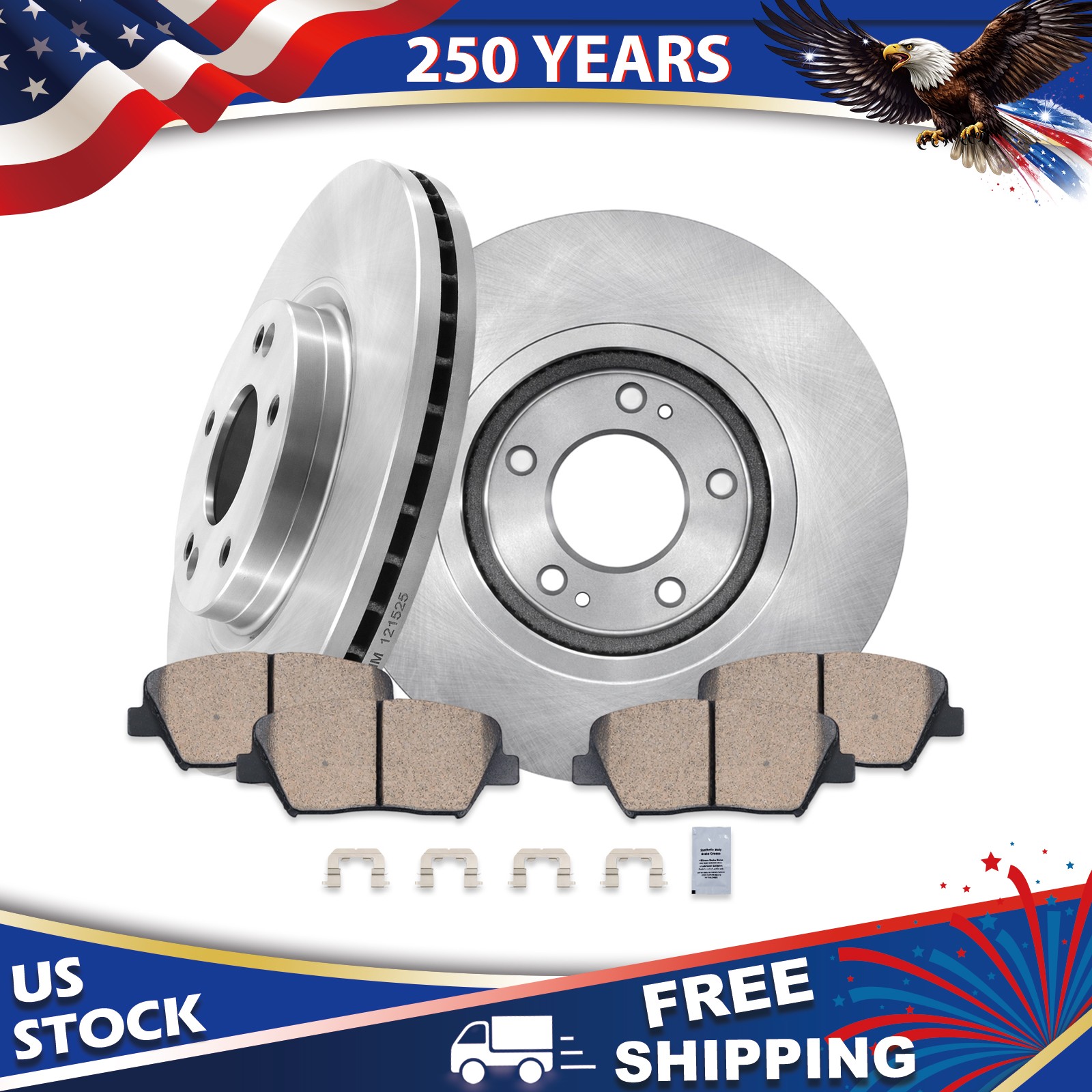 Front Disc Brake Rotors + Ceramic Brake Pads for Hyundai Santa Fe Kia Sorento