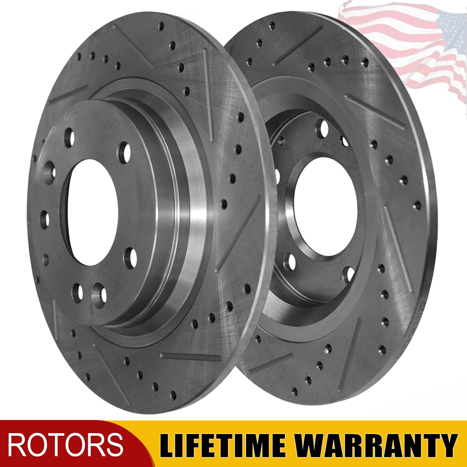 280mm Rear Drilled Disc Brake Rotors for Ford Fusion Mazda 6 Lincoln MKZ Zephyr