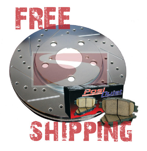 Ford E150 04-07 F&R Drilled Slotted Brake Rotors Pads