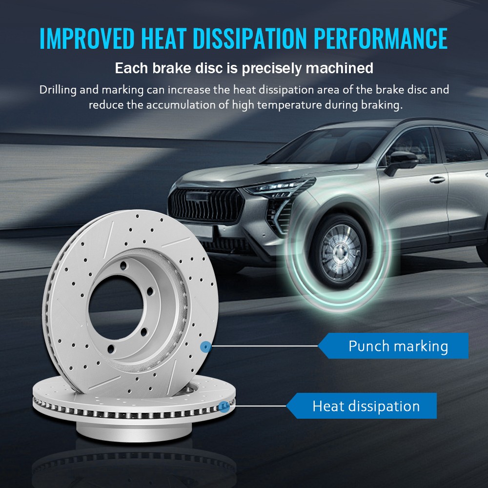 Front Rear Drilled Brake Rotors Pads Kit for Volvo XC90 2003-2011 2012 2013 2014