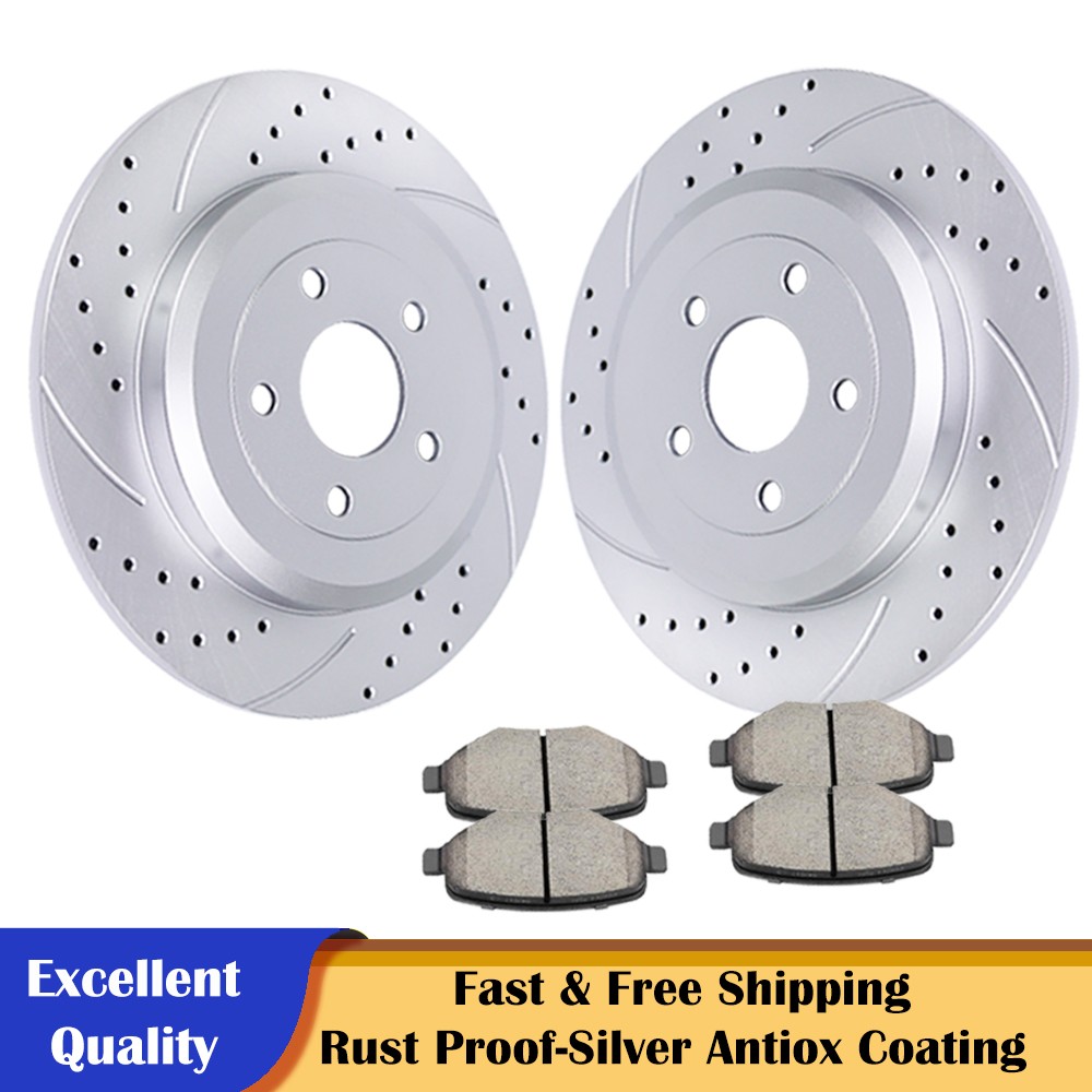 330mm Rear Drilled Rotors Discs Brake Pads Brakes Fit Ford Flex Taurus Explorer
