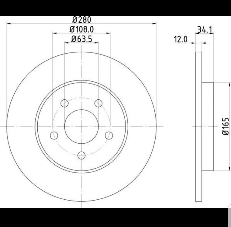 Mintex Brake Discs Pair S 280:5 Rear Outer Diameter 280mm For Ford MDC1504C