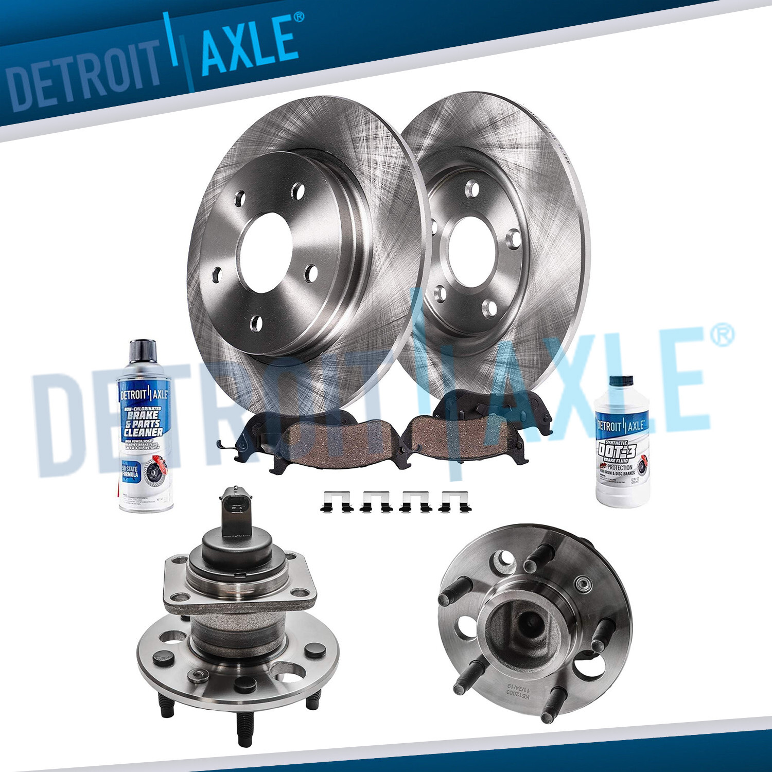 Rear Rotors Ceramic Brake Pads Wheel Bearing Hub for 2006-2011 Buick Lucerne DTS