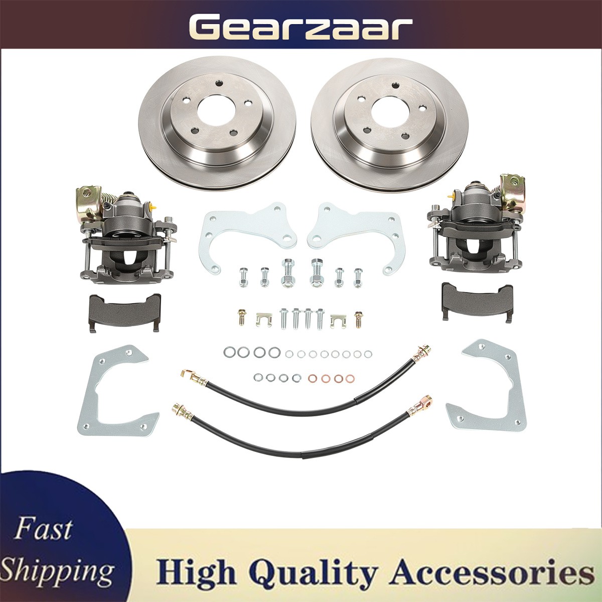 Rear Brake Disc Conversion Kit for GM 7.5in 10 Bolt Bolt-On w/ E-Brake Calipers