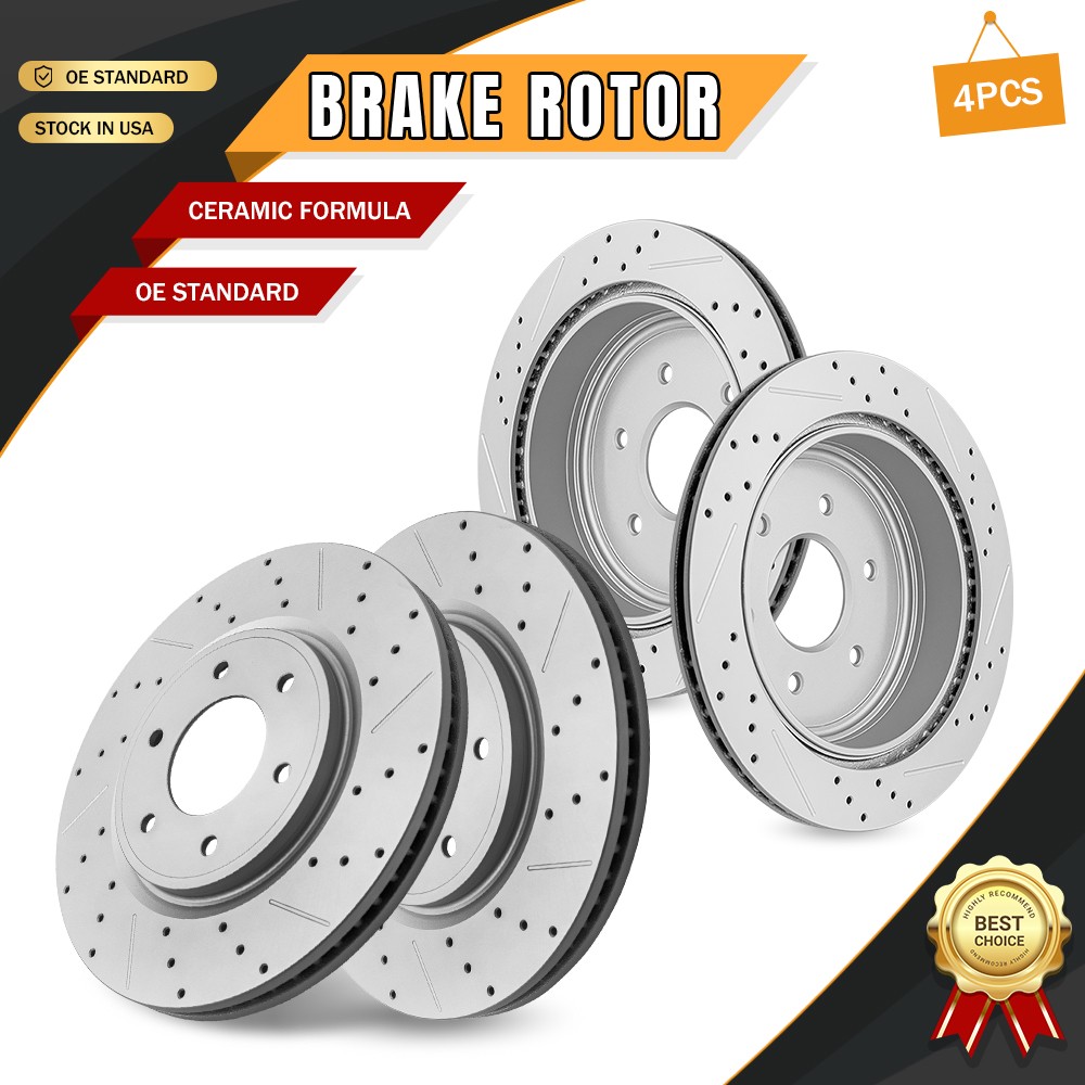 Front+Rear Disc Brake Rotors Kit for 2017 2018 2019 2020 2021-2023 Nissan Titan
