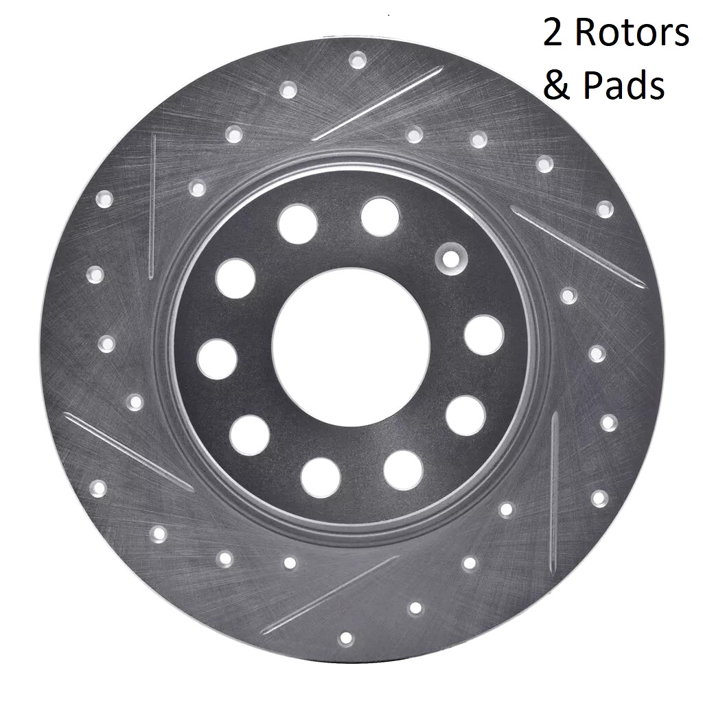 Dynamic Friction 631-74031L & R – Drilled and Slotted Silver Zinc Brake Rotors a