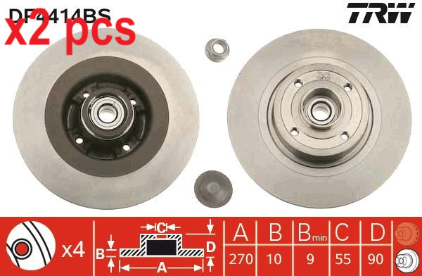 X2 PCS L&R SIDES BRAKE DISC DF4414BS