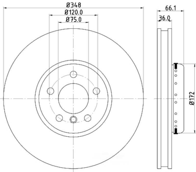 Disc Brake Rotor-Base Front Left Hella-PAGID 355120881