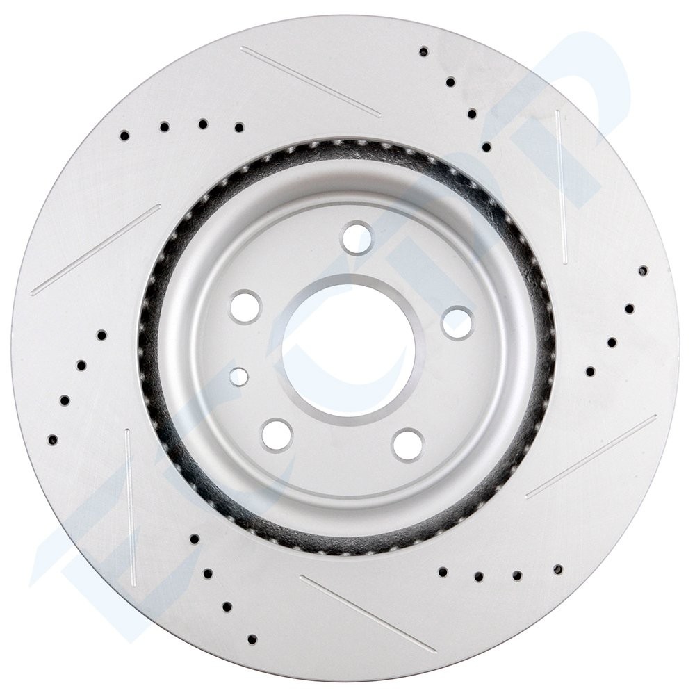 Front Drilled & Slotted Ceramic Brake Pads And Rotors For Cadillac Escalade