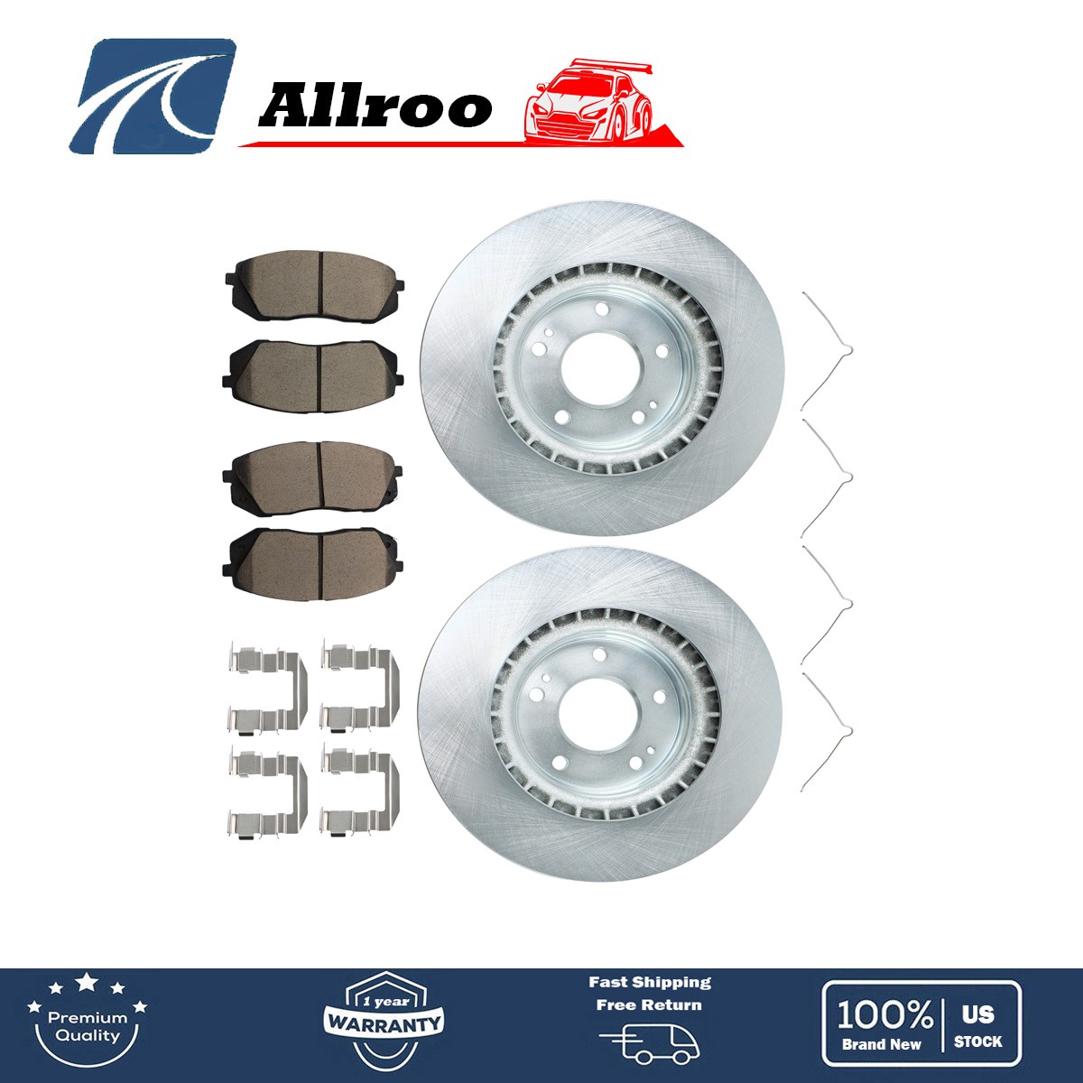 Front Disc Brake Rotors & Ceramic Brake Pads JBR1710 For Kia Optima 2016-2020