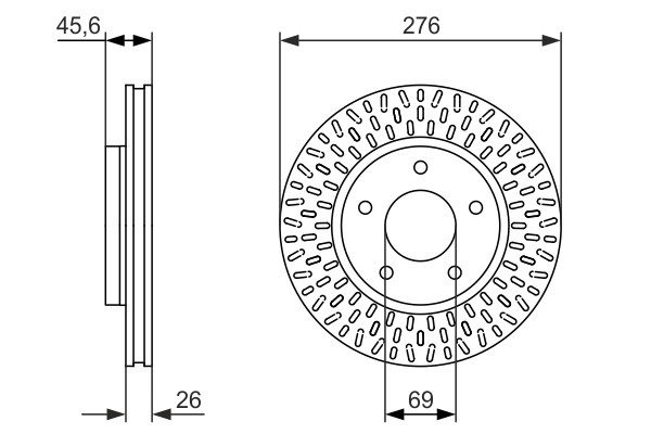 2x Brake Discs Pair Vented Front 275.7mm 0986479783 Bosch Set MN116329 MN116330