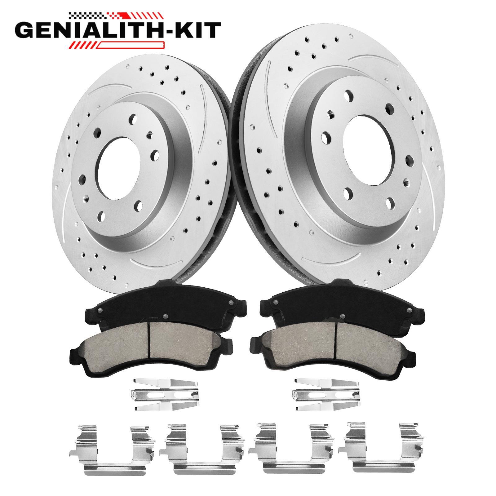 Front Drilled Rotors Ceramic Brake Pads for Trailblazer Envoy Ascender Rainier