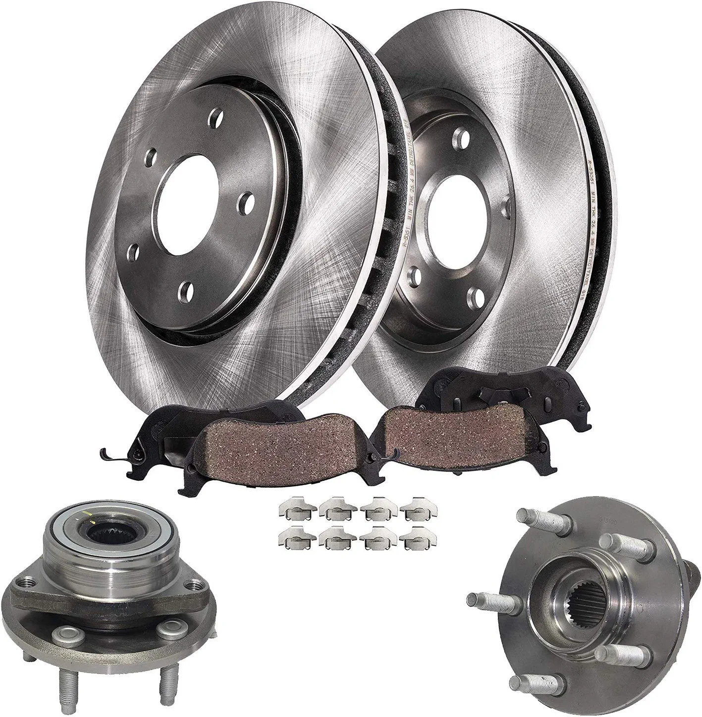 Front Brake Pads Rotors Wheel Hubs for 1995-2007 Ford Taurus