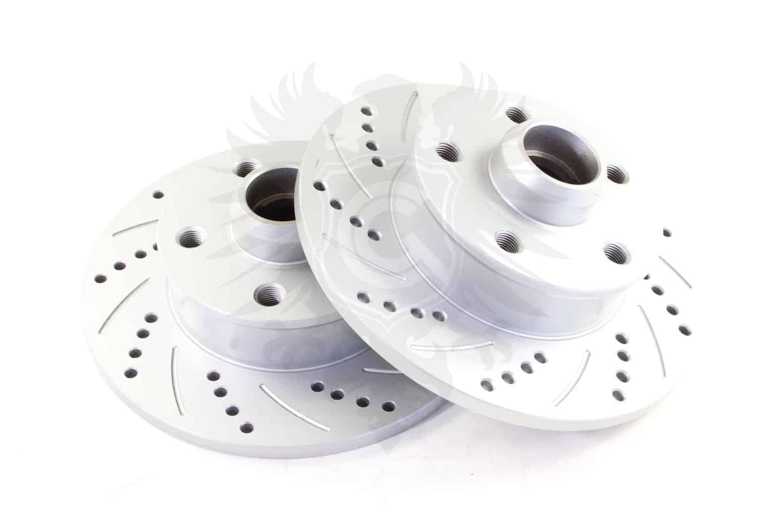 New VW 5×100 VR6 Brake Rotor Set 226mm Rear Drilled Slotted Eurospec 1H0615601D