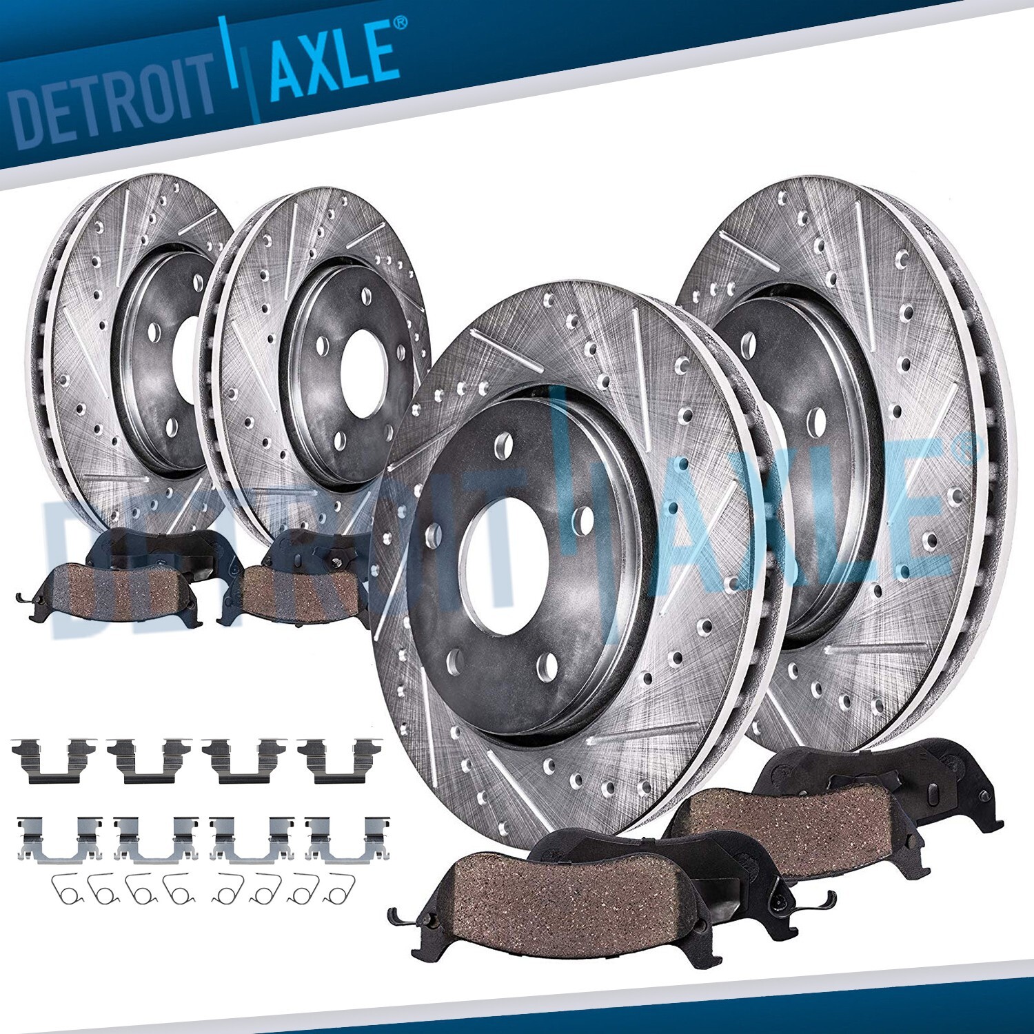 Front Rear Drilled Rotor Pads Kit for 2014 2015 2016 2017 2019 2020 INFINITI Q50