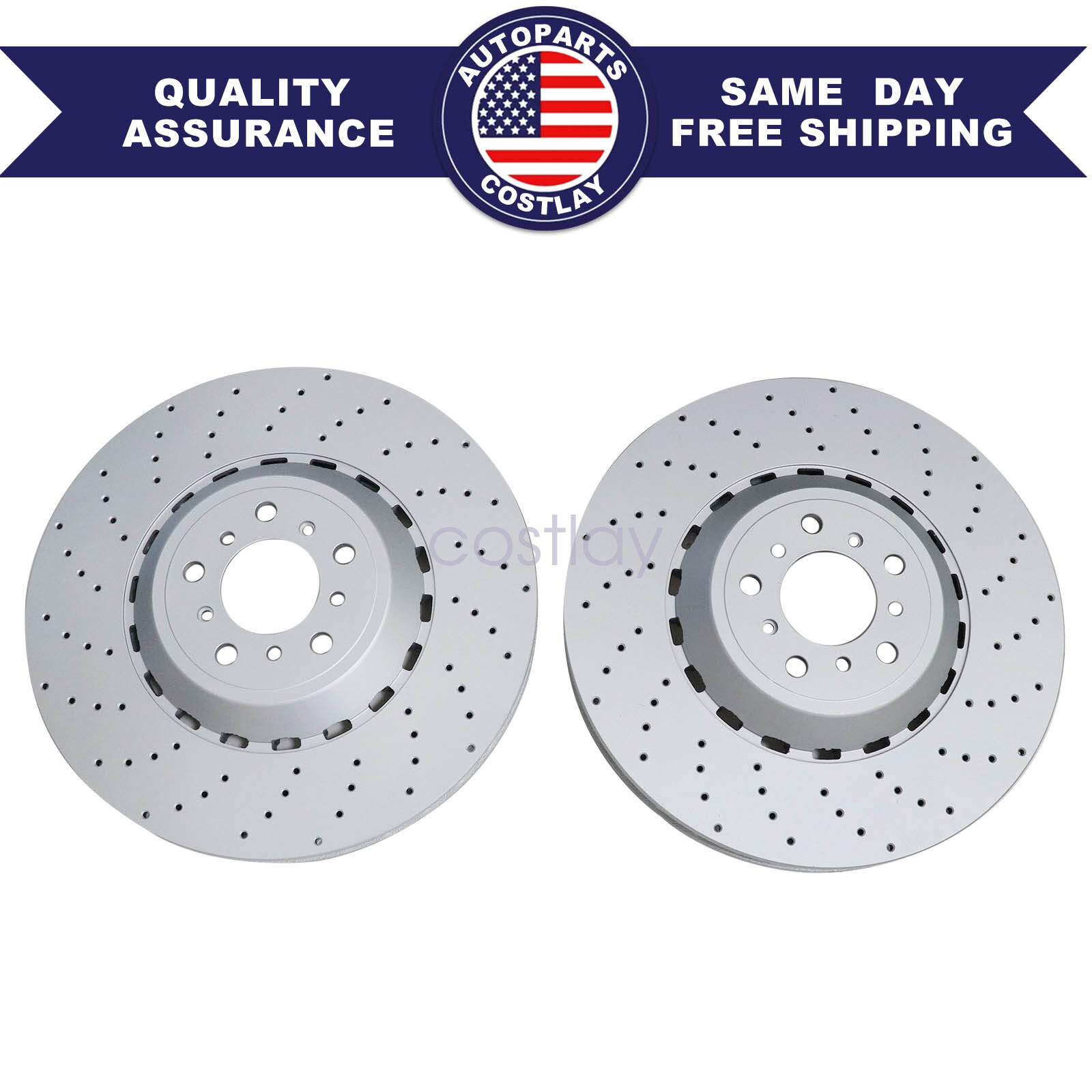 2X Front Vented & Drilled Disc Brake Rotors For BMW F10 F12 F13 M5 M6