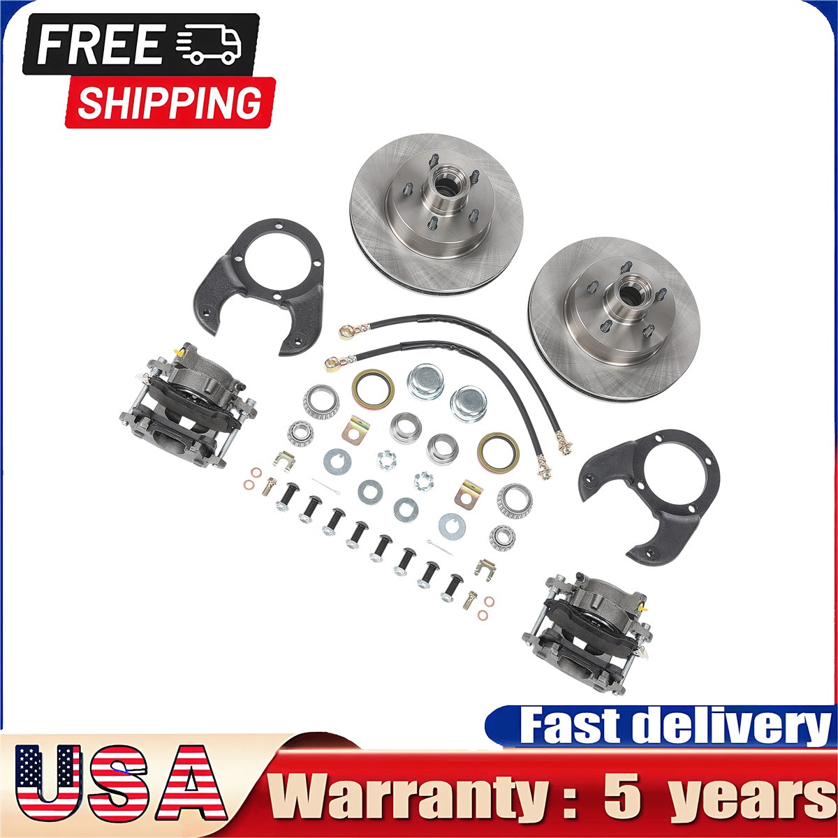 Disc Brake Kit 5 on 4-1/2 Drilled & Slotted Disc Brake Kit 5 on 4-1/2