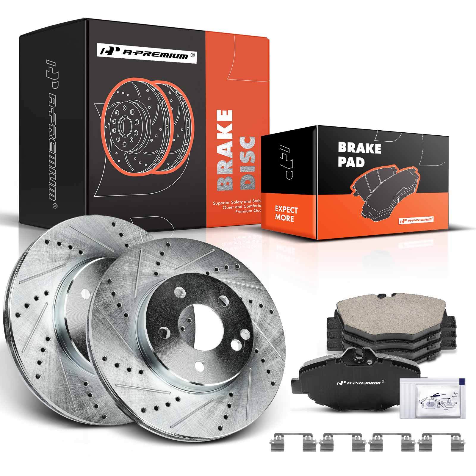 A-Premium Front Drilled Brake Rotors & Ceramic Pads for Mercedes-Benz E350 E320