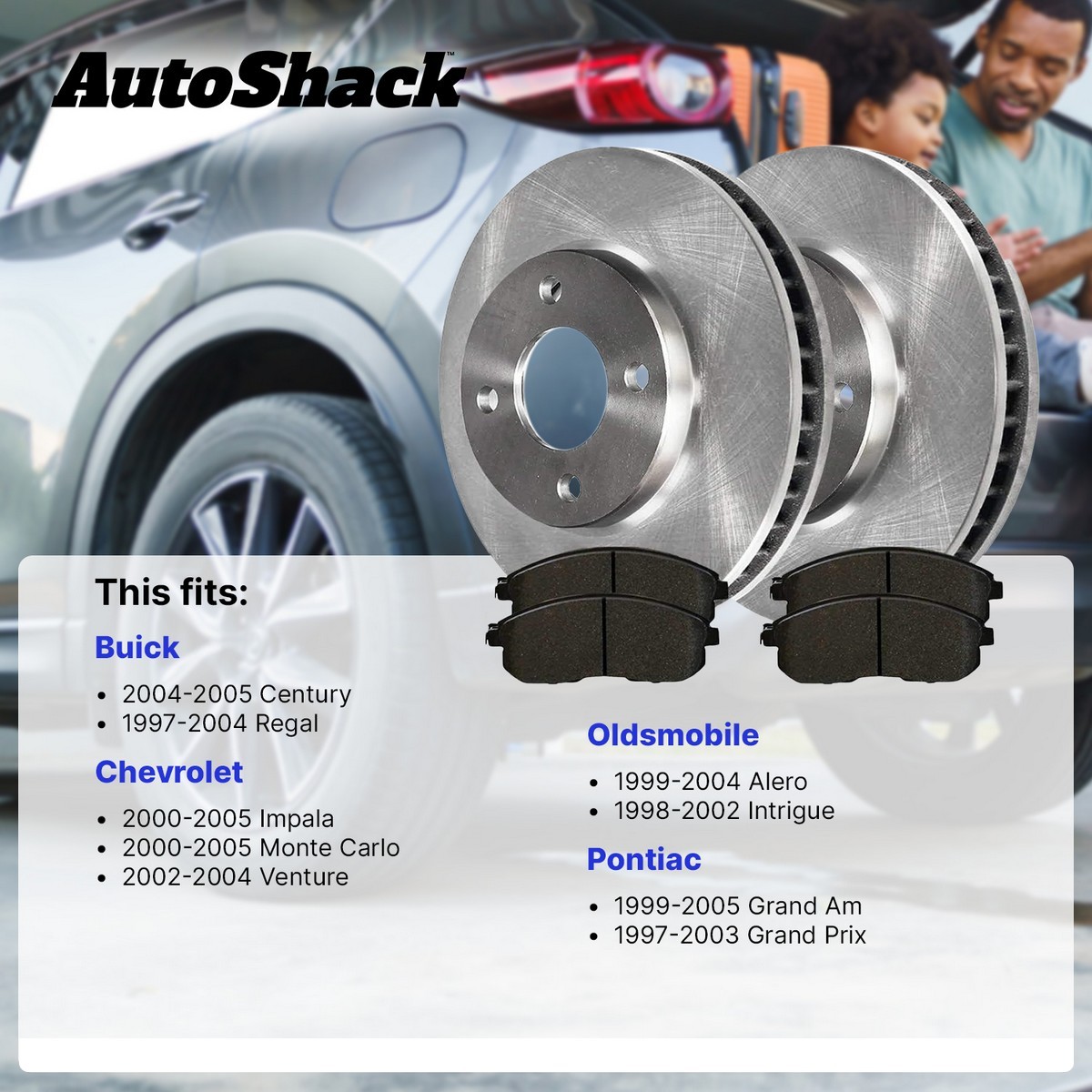 Rear Brake Rotors & Pads for Buick Century Regal Chevy Venture Pontiac Grand Am