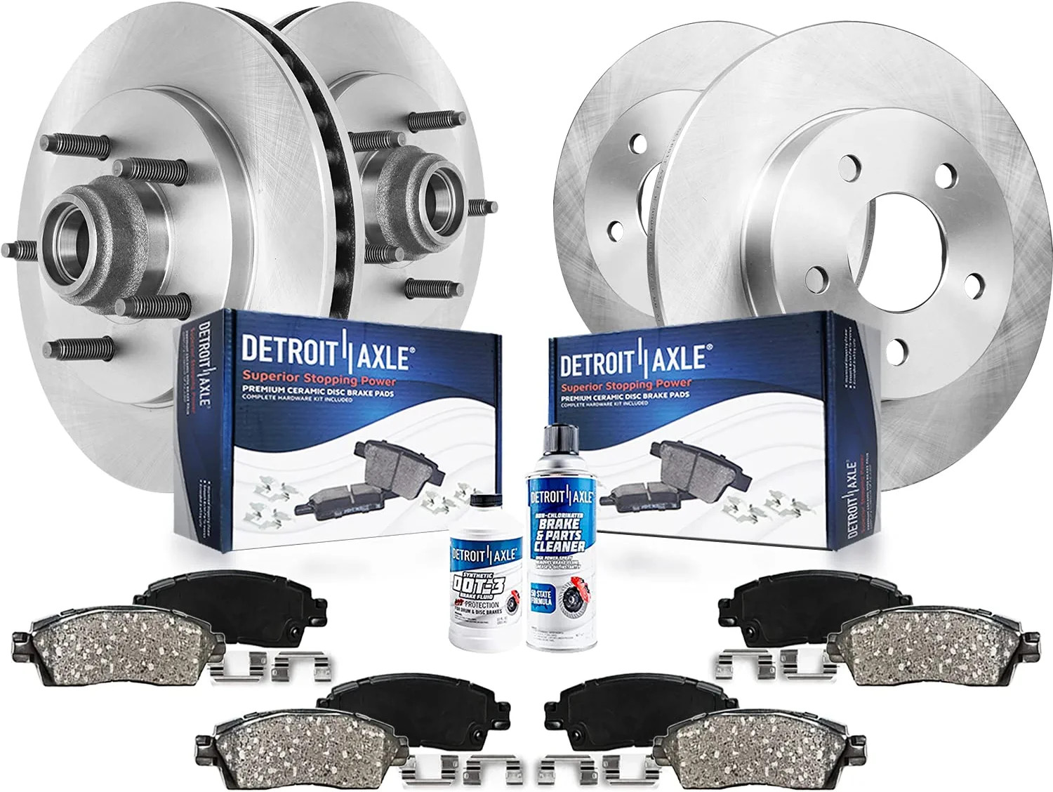 2WD 5-Lug Front & Rear Brake Pads Rotors for 2000 2001 2002 2003 Ford Expedition