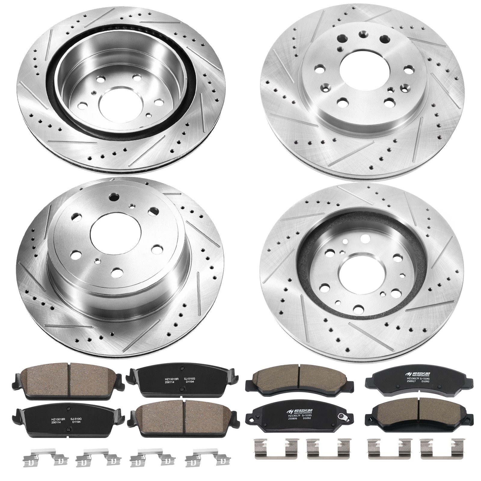 12.99‘’Front & Rear Drilled Rotors Low Dust Pads Compatible Avalanche Escalade