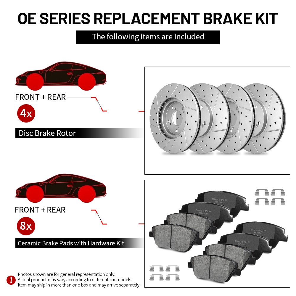 Front Rear Brake Rotor & Ceramic Pad Kit For Ford Explorer Flex Taurus Lincoln