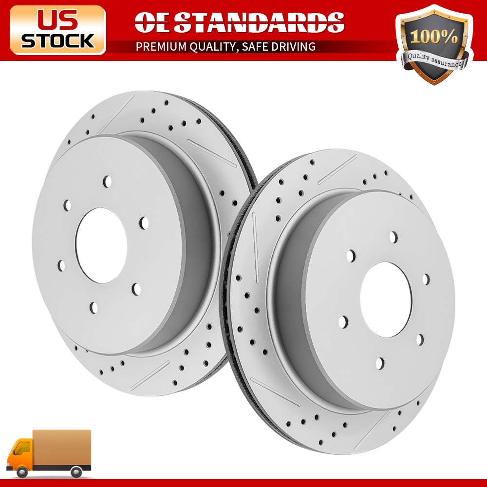 13.58 inch (345mm) Rear Disc Drilled Brake Rotors for 2017 – 2024 Nissan Titan