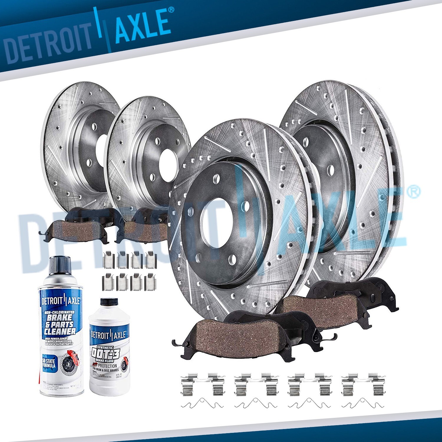 Front Rear Drilled Rotors & Ceramic Brake Pads for Ford Explorer Taurus MKS MKT