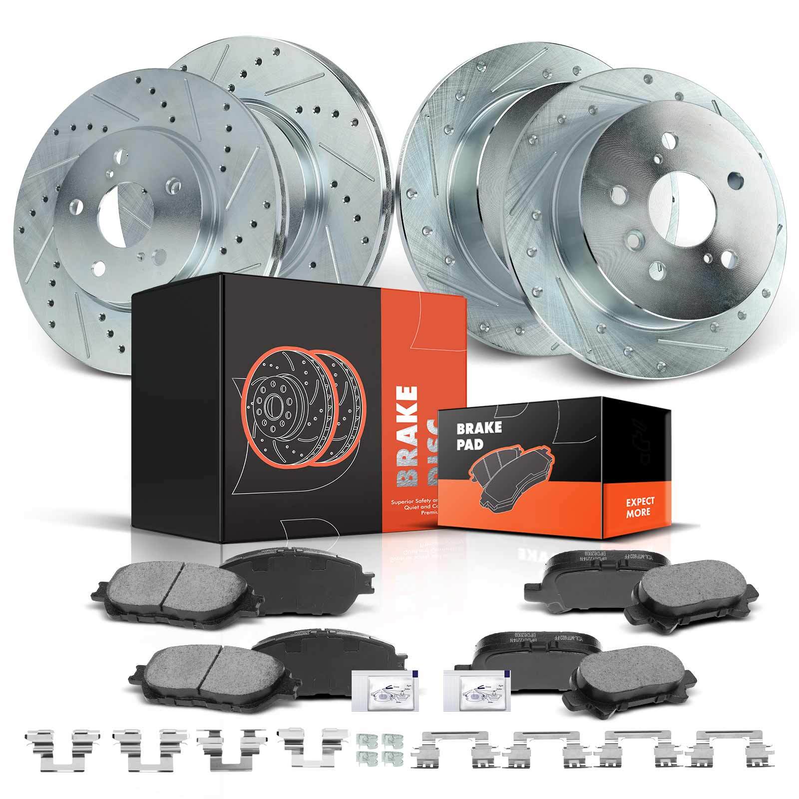 Front & Rear LH& RH Drilled Brake Rotors & Ceramic Pads for Toyota Camry Solara