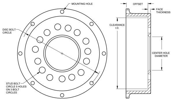 Wilwood Disc Brake Rotor Hat Set HAT,DRAG,8×7.00 BC,5×4.50/4.75/5.00 MT 1.41 OFF